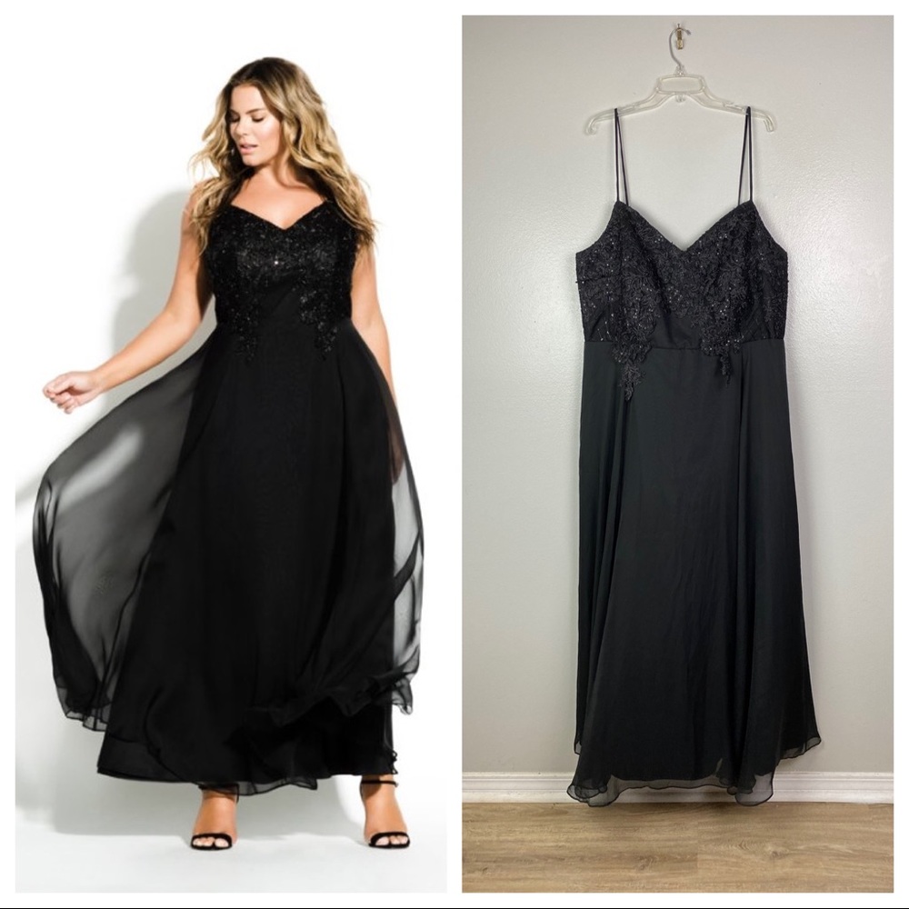 City Chic | Black Divine Maxi Dress Gown Plus L/20